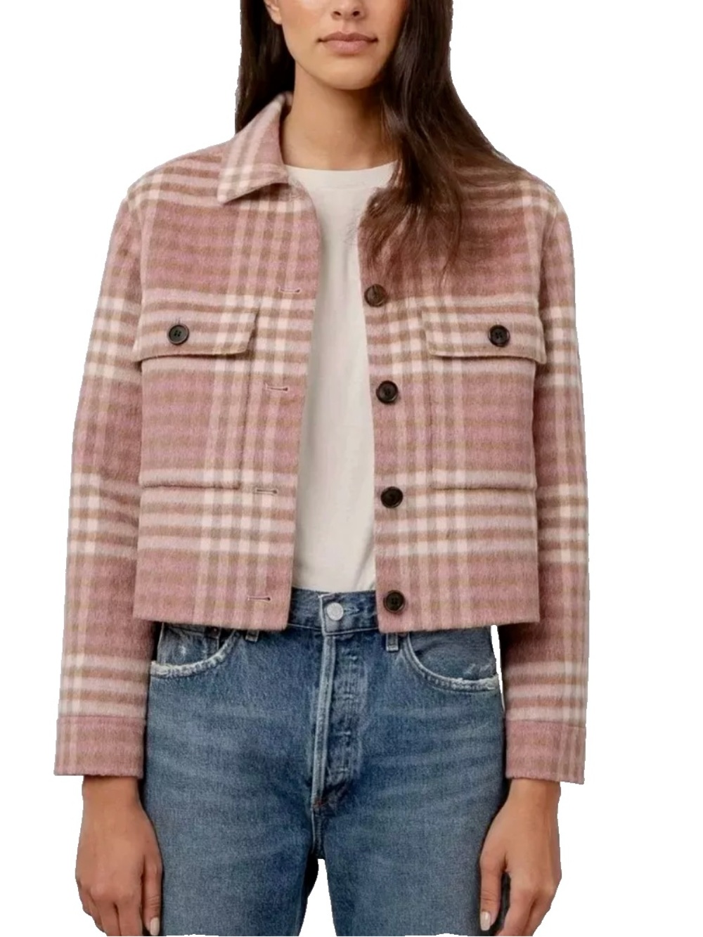 Rails Pink Plaid Cropped Jacket